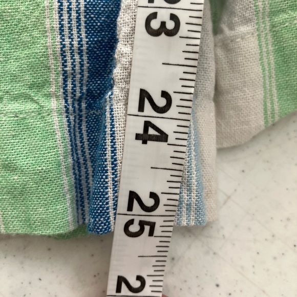 Indigo Rain 100% Linen Wide Leg Pants Pull On Belted Split Hem Sz Large Striped - Picture 6 of 7